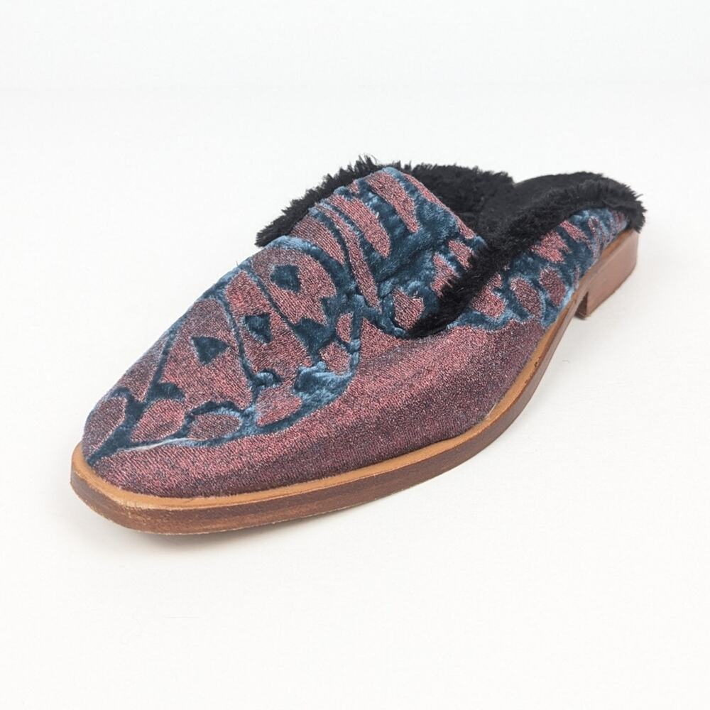 Free People Women's Red & Black Butterfly Effect Slip On Mules Size 38